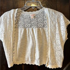 Cat & Jack Cream Lace Knit Sweater